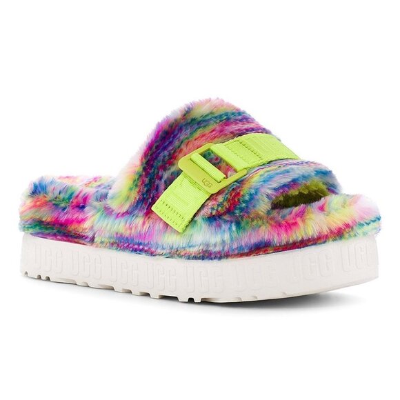 UGG Shoes - New UGG White Fluffita Pixelate Sandal - Women's Size 5